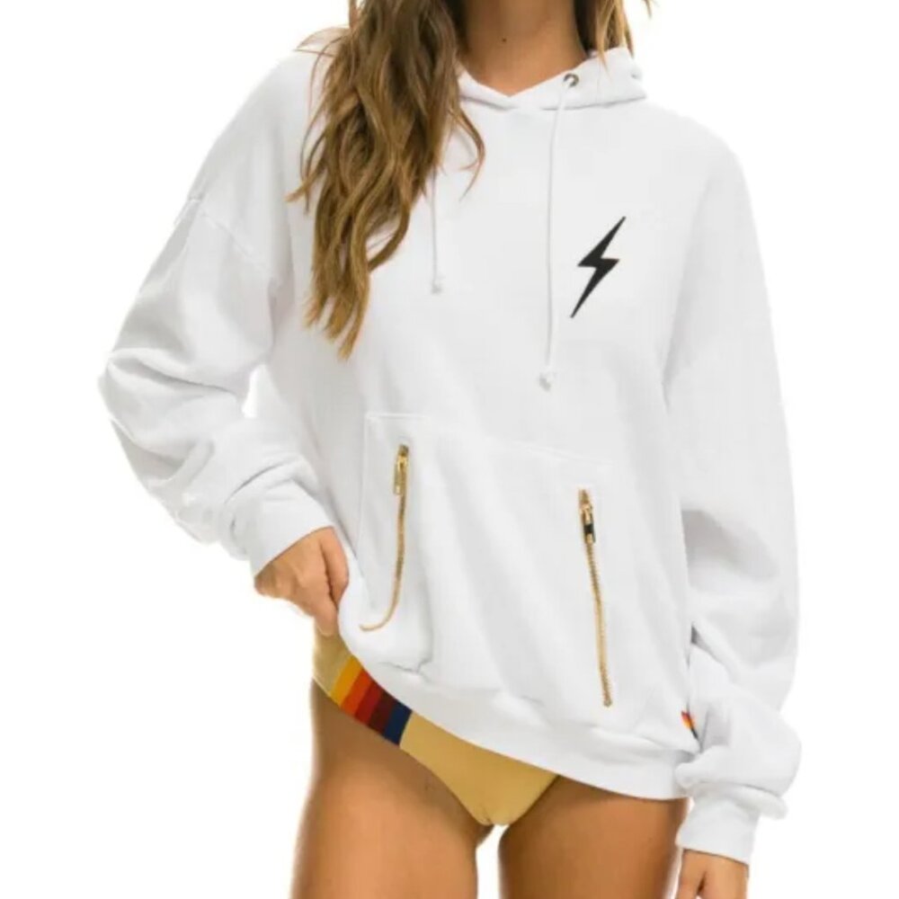 Aviator Nation White Bolt Stitch Hoodie